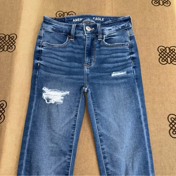American Eagle NWT! Next Level Stretch Blue Wash Hi-Rise Jegging Jeans Size 00 - Picture 4 of 15